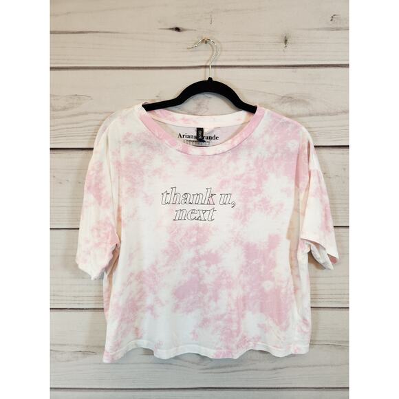Divided by H&M Ariana Grande Womens Pink White Tie Dye Crew Neck Crop Top Small - Picture 1 of 7